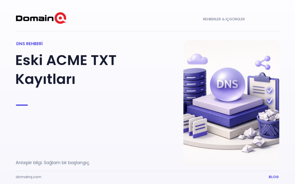 DNS-01 Doğrulamasında Eski TXT Kayıtları Neden Temizlenmeli? — DomainQ blog kapak görseli