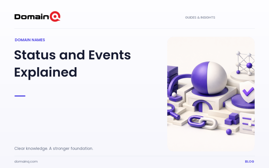 How to Separate Domain Status and Registration Events in RDAP — DomainQ blog cover illustration