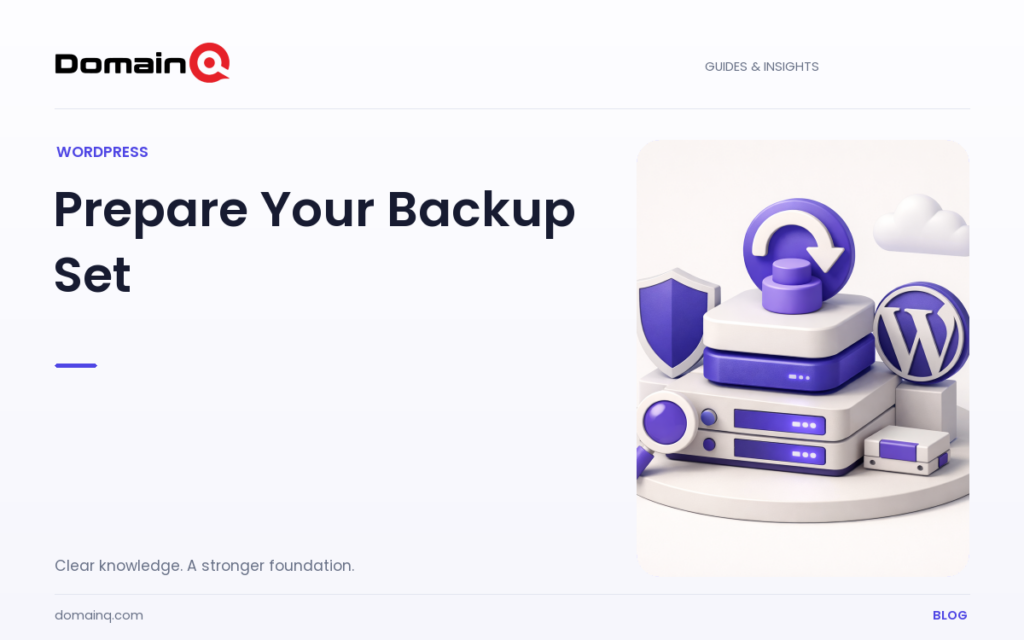 How to Check a WordPress Backup Set for Restoration — DomainQ blog cover illustration