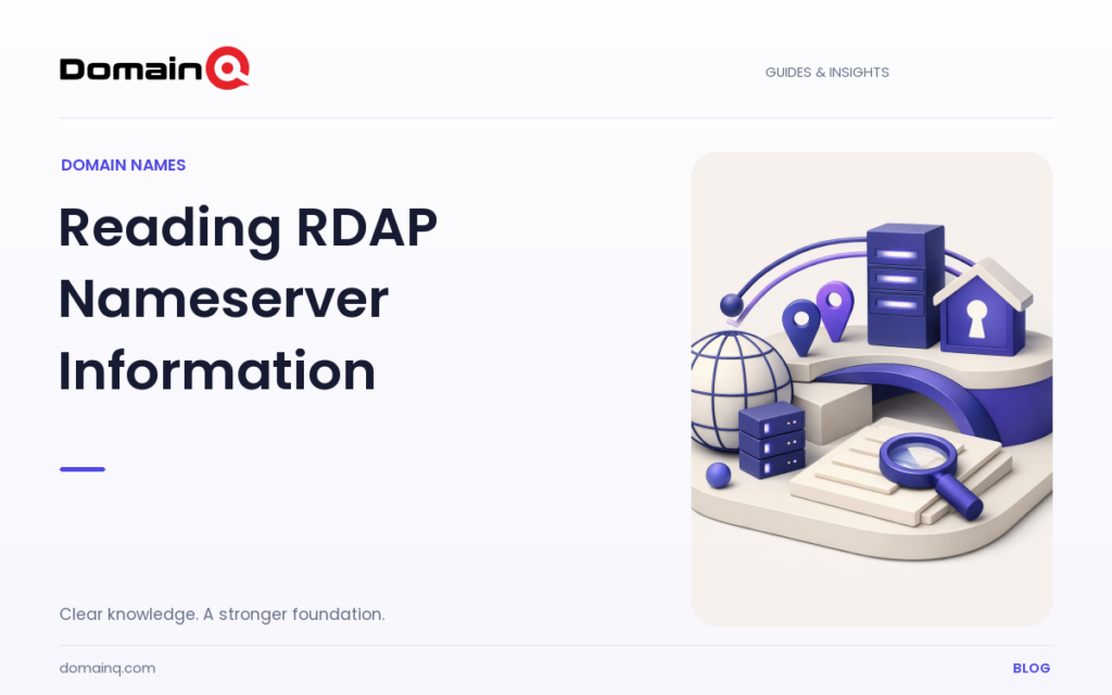 How to Read RDAP Nameserver Information with Domain Delegation — DomainQ blog cover illustration